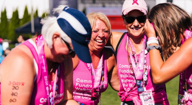 women in pink for charity event