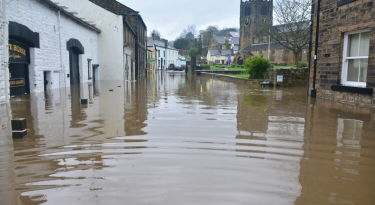 flooding in a town - flood insurance