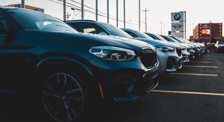 luxury cars in a dealership
